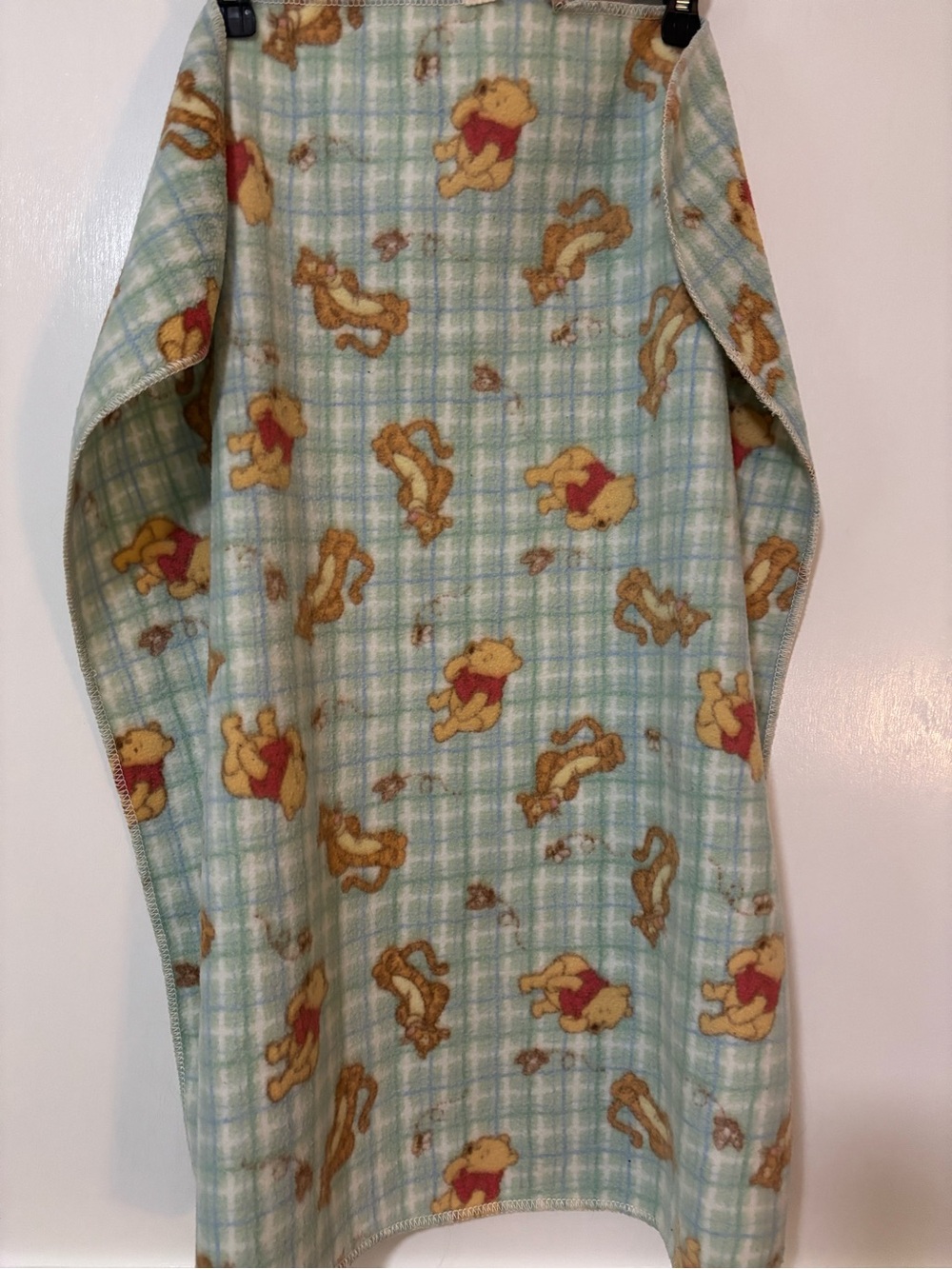VTG Winnie the Pooh and tigger  Fleece Blanket Blue Plaid 30x26 baby blanket